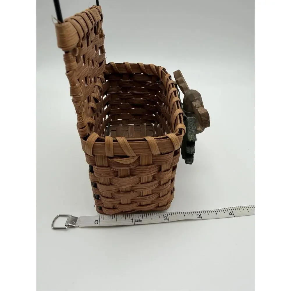 Wicker Hanging Basket w/Moose Rustice Cottage Mini Basket 5